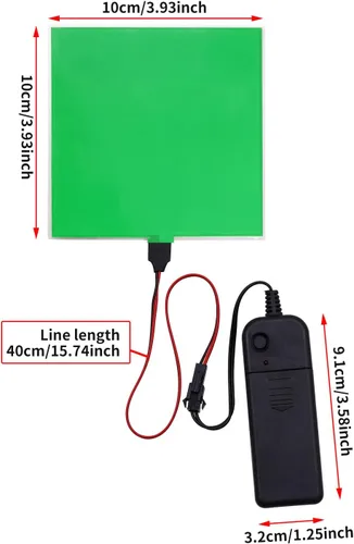 Vista 4 de jose2015 Panel electroluminiscente de 3.9 x 3.9 in, luz de panel electroluminiscente cortable, 3 modos con batería para decoración de bricolaje Verde