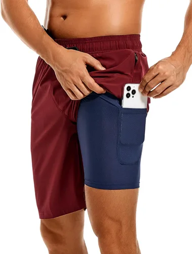 Vista 13 de Difficort - Traje de baño para hombre con forro de compresión, pantalones cortos de secado rápido con bolsillos con cremallera 1-a/ Rayas negras