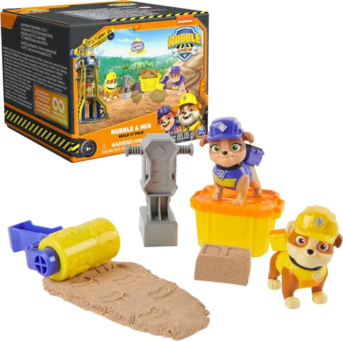 Vista 10 de Rubble & Crew, Figuras de acción de Charger y Wheeler, con arena Kinetic Build-It y 2 herramientas de construcción, juguetes de PAW Patrol