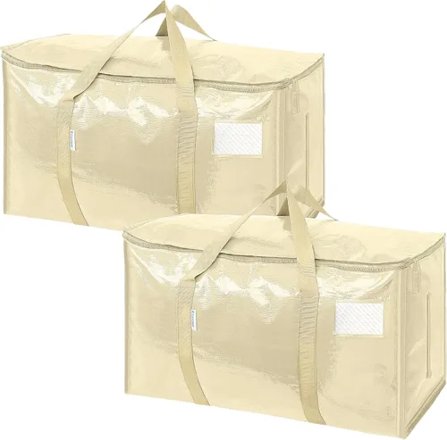 Vista 14 de TICONN Paquete de 2 bolsas de mudanza extra grandes resistentes con cremalleras y asas de transporte, bolsas de almacenamiento duraderas