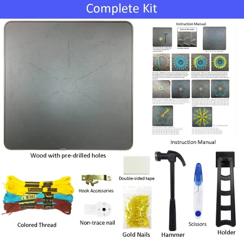 Vista 3 de JEKEJIAJIU Kit de arte de cuerda para adultos principiantes, kit de manualidades para adultos, arte de cuerda de bricolaje con todos los accesorios