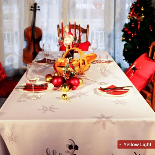 Vista 8 de Mantel rectangular impermeable de Navidad de 60 x 84 pulgadas, decoración navideña impresa para Nochevieja, mantel oblongo, tela lavable