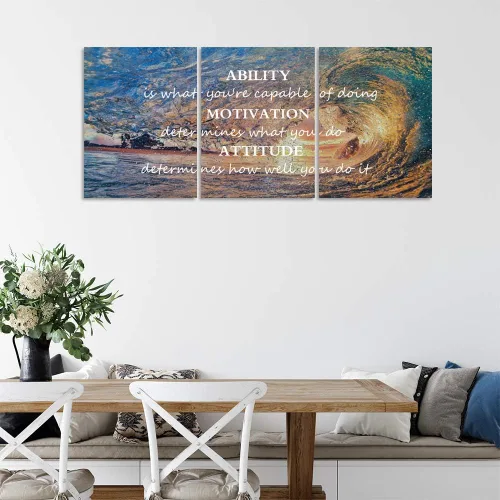 Vista 3 de Pósteres inspiradores motivacionales para pared, pintura en lienzo con diseño de salida del sol, mar azul, océano, paisaje natural, decoración