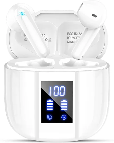 Vista 9 de Auriculares inalámbricos, auriculares Bluetooth 5.4, 48H+, auriculares estéreo, auriculares con pantalla LED con micrófono, IP7 impermeable