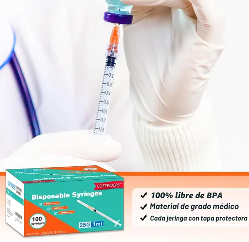 Vista 6 de 0.03 fl oz, 100 jeringas de 0.88 oz de 1 pulgada con aguja, jeringa Luer Lock de aguja, paquete sellado individualmente para laboratorios