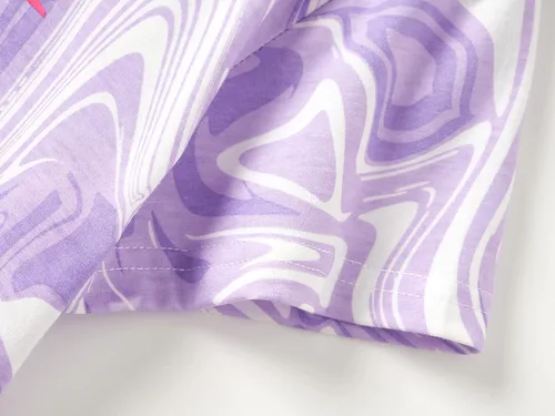 Vista 4 de Beezizac Conjunto de pijama de algodón para niñas pequeñas y grandes, conjunto de manga corta, 2 piezas, talla 4T-18