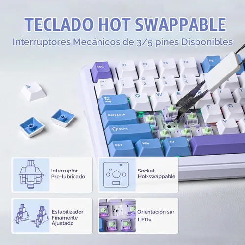 Vista 5 de EPOMAKER Cypher81 - Teclado mecánico para juegos con 75% gasket, con pantalla TFT y perilla, Tri-Mode (Type-C/BT/2.4G), intercambiable en caliente