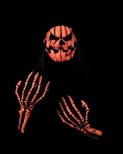 Vista 5 de Zagone - Máscara de calabaza con luz negra y luz UV, color naranja