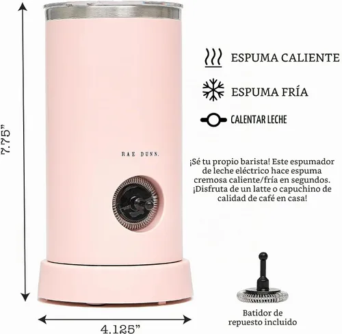 Vista 5 de Rae Dunn Espumador de Leche Eléctrico y Vaporizador - Elegante Vaporizador Automático y Espumador de Leche, Calentador de Leche