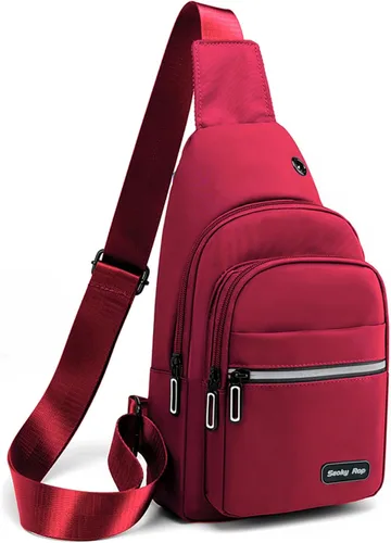 Vista 12 de Seoky Rop - Mochila tipo bandolera para hombre y mujer, pequeña, para el pecho y el hombro, para viajes, senderismo, mochila de día, Negro, Mochilas