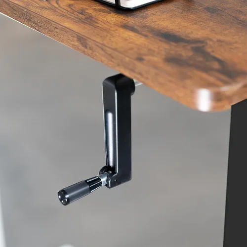 Vista 7 de VIVO DESK-M051MB - Marco de escritorio de pie con manivela compacta, color negro Para mesas de 37 a 77 pulgadas, altura ajustable, patas