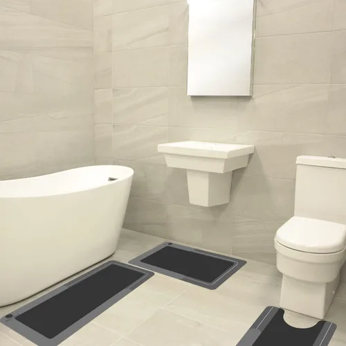 Vista 6 de Juego de 3 alfombras mágicas de baño absorbentes, de secado rápido, antideslizantes, con parte trasera de goma, lavables a máquina, para baño, ducha