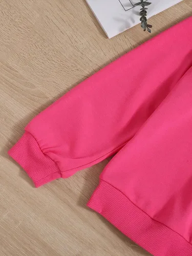 Vista 6 de Floerns Sudadera con capucha de manga larga con estampado gráfico de corazón para niñas