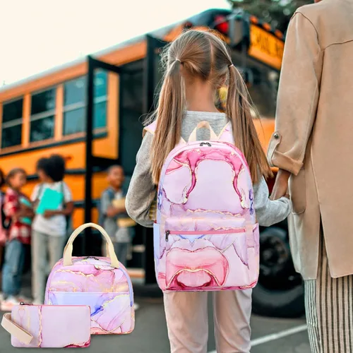 Vista 57 de LOIDOU Mochila para adolescentes y niñas, mochila escolar con lonchera y estuche para lápices, juego de bolsas escolares 3 en 1
