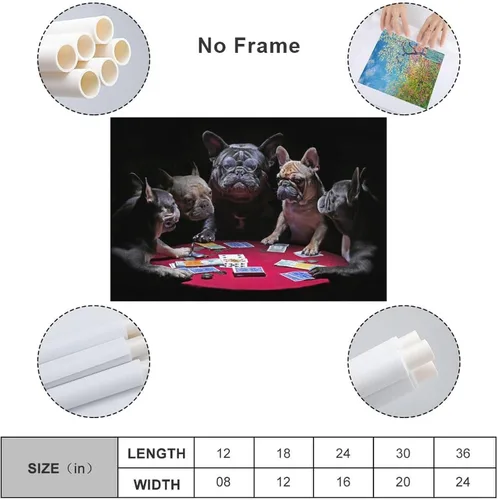 Vista 2 de House of French Bulldogs Dogs Playing Poker Póster Pintura Decorativa Lienzo Arte de Pared Pósters de Sala de Estar Dormitorio Pintura 16 x 24