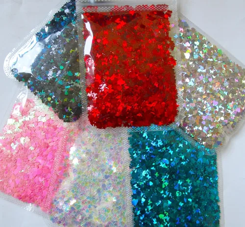 Vista 6 de LoveOurHome Resina holográfica de uñas de 2.16 oz con purpurina en copos de San Valentín, mariposa, corazón, brillos, manualidades, lentejuelas