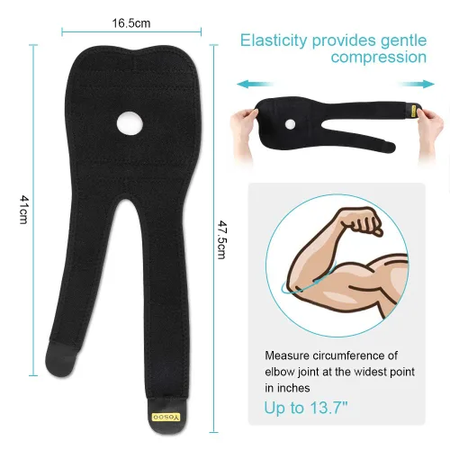 Vista 3 de Codera, soporte de codo ajustable con estabilizador de doble resorte, correa de codo para codo de golfista, codo de tenista, artritis, tendinitis
