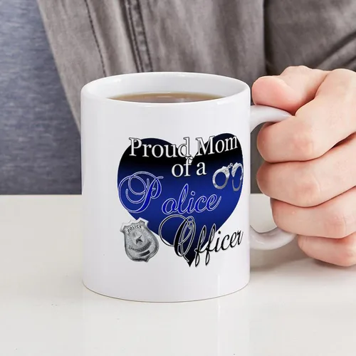 Vista 5 de CafePress Taza de café de cerámica de 11 oz (11.0 fl oz) de Police Mom