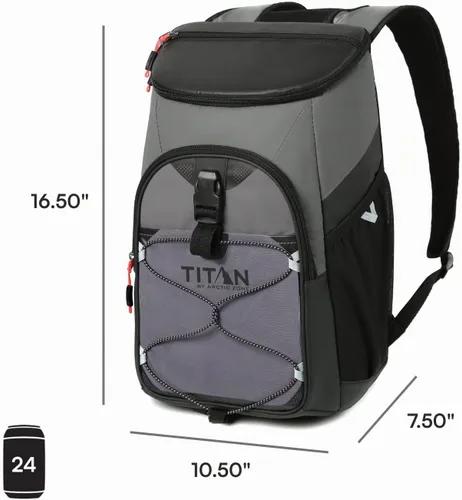 Vista 7 de [Usado] Mochila enfriadora Titan para 24 latas, mantiene el hielo hasta 2 días Gris Piel de Tiburón