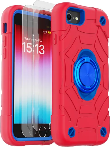 Vista 36 de KCJ Funda para iPhone SE 2022/2020, iPhone 8/7/6/6S, con [2×Protectores de Pantalla][Soporte de Anillo] Silicona Suave+PC Duro Protección Completa