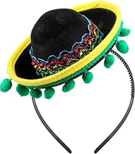 Vista 3 de NUEAYMS Sombrero con diadema para festivales mexicanos, accesorios de fotografía para adultos y niños, fiesta de carnavales, disfraz