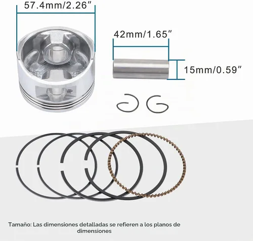 Vista 2 de GOOFIT Kit de montaje de anillo de pistón de 2.260 in para GY6 157QMJ ATV Go Kart ciclomotor Scooter