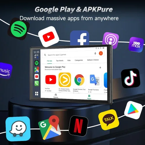 Vista 3 de CarlinKit CarPlay Ai Box Magic Box Android 13.0 Sistema inalámbrico CarPlay Adaptador Android Auto Soporte Netflix YouTube Google GPS+Glonass