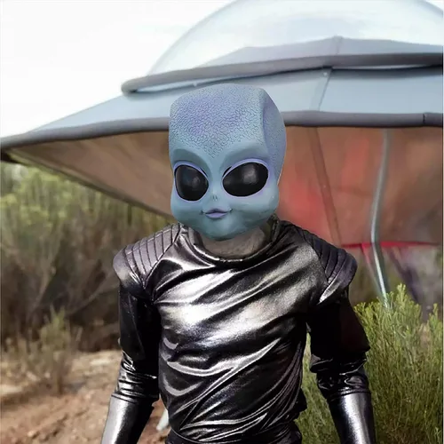 Vista 6 de ifkoo Máscara realista de látex para bebé alienígena, disfraz de Halloween para adultos, color azul (Alien)