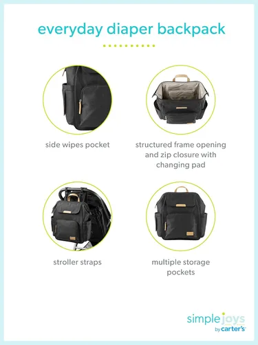 Vista 7 de Simple Joys by Carter's Baby Everyday - Mochila para pañales, color negro, talla única