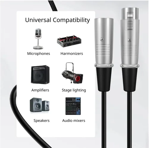 Vista 5 de TNP XLR - Cable de micrófono XLR de 3 pines macho a hembra, conector de audio de cable de micrófono equilibrado, convertidor de adaptador