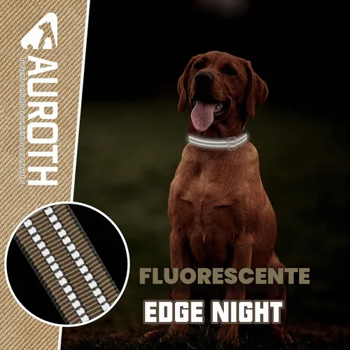 Vista 4 de Collar de perro Auroth para perros medianos y grandes, collar de perro reflectante, collares de perro de nylon suave ajustables con resistente army