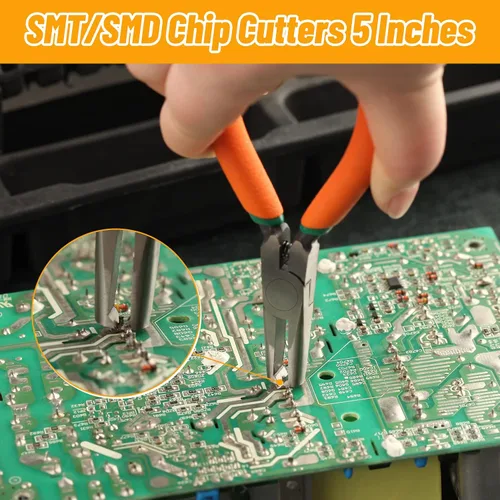 Vista 4 de SPEEDWOX Cortador de extremo transversal con mandíbula empotrada Cortadores de chip SMT/SMD Alicates de corte de extremo de 5 pulgadas, alicates