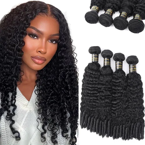 Vista 13 de Amella Paquetes de cabello humano rizado birmano con extremo en espiral de 14 pulgadas, 3C4A, 100% sin procesar, virgen, birmano, extensiones