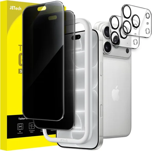 Vista 23 de JETech Protector de pantalla de privacidad para iPhone 11 de 6.1 pulgadas con protector de lente de cámara, película de vidrio templado antiespía