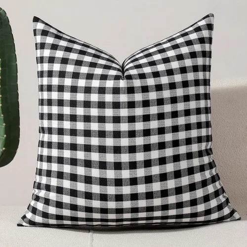 Vista 42 de vctops Fundas de almohada decorativas a cuadros azules de 12 x 20 pulgadas, funda de cojín lumbar de guingán para sofá, dormitorio