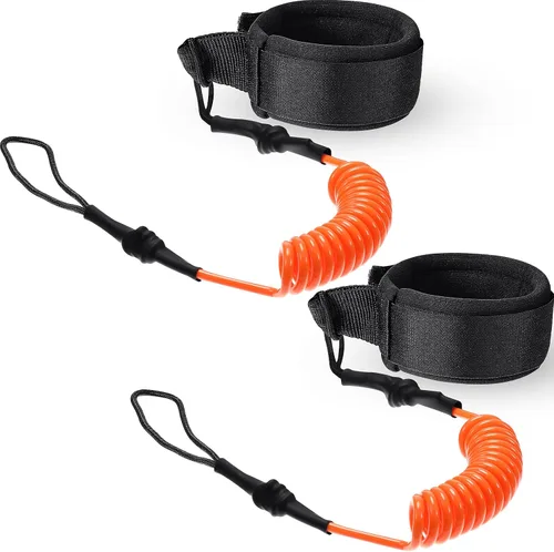 Vista 8 de 2 correas de tabla de surf, correa en espiral, para tabla de remo, para tabla de surf, compatible con SUP Surfing, correa de cuerda de pierna