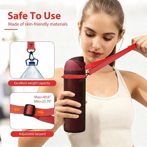 Vista 4 de Water Bottle Strap for Owala Freesip 24oz 32oz 40oz & Sway 30oz 40oz Rojo