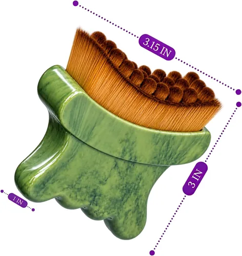 Vista 2 de Cepillo facial de contorno linfático, masajeador de drenaje linfático para marrón + verde