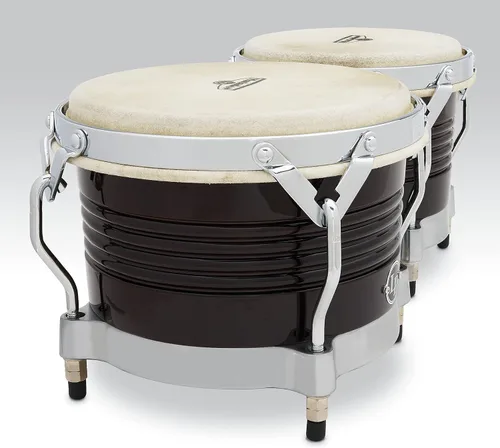 Vista 5 de Latin Percussion M201 LP Matador Wood Bongos - Marrón Oscuro/Cromo 8.625 pulgadas