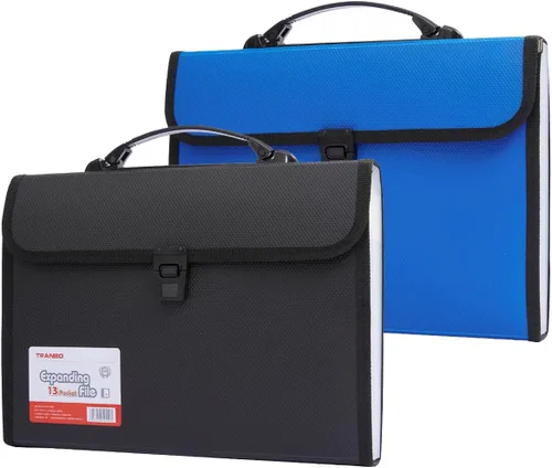 Vista 10 de Organizador de archivos de acordeón de 12 bolsillos tamaño carta/A4 con asa, TRANBO, carpeta de archivos expandible, organizador de papel portátil
