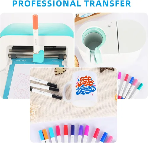 Vista 2 de REALIKE Bolígrafos infusibles de doble punta compatibles con Cricut Joy/Xtra, juego de 36 marcadores de sublimación (punta de 0.4 y punta 1.0)
