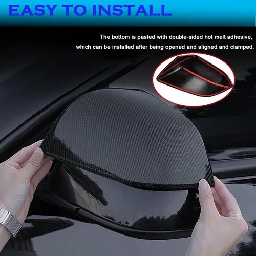 Vista 6 de YHCDSEA Cubierta protectora de espejo retrovisor para Tesla Model 3, accesorios exteriores para Tesla Model 3 2017-2026 (negro brillante)