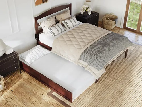 Vista 21 de AFI, Warren - Cama de plataforma matrimonial con cama nido individual, color espresso