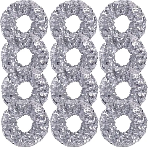 Vista 6 de 12 coleteros de lentejuelas para el cabello, elásticos metálicos, bandas elásticas para coleta de caballo para el cabello, bandas elásticas