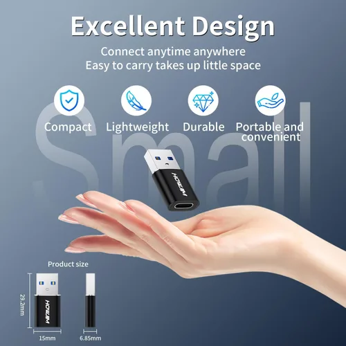 Vista 6 de Paquete de 2 adaptadores USB a USB C, transferencia de datos de carga rápida de 5 Gbps, convertidor de cable tipo C hembra a USB A macho