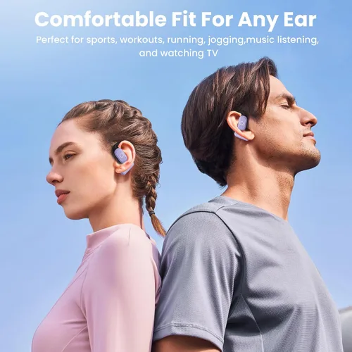 Vista 6 de Auriculares de oreja abierta, auriculares inalámbricos de 80 horas de reproducción, Bluetooth con ganchos para los oídos, Bluetooth 5.4, control