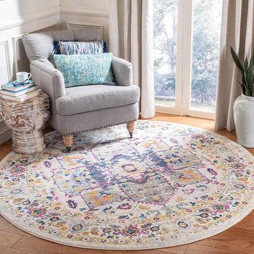 Vista 34 de SAFAVIEH Evoke Collection EVK275C Medallón oriental envejecido, no desprende pelusa, 2'2" x 4', color azul/naranja, alfombra de acento para sala