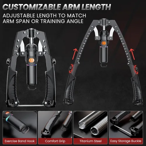 Vista 3 de Twister Arm Trainer, equipo de entrenamiento de pecho de potencia hidráulica 3 en 1 con ruedas de rodillo abdominal y ganchos, entrenador de brazo
