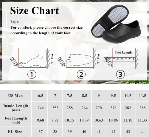 Vista 2 de Haifago Zapatos de chef antideslizantes para hombre, zuecos de trabajo de cocina resistentes al aceite, zapatos de servicio de alimentos