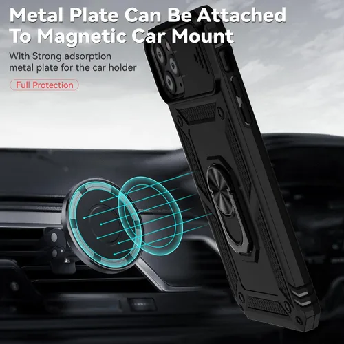 Vista 3 de Funda para iPhone 11 Pro con cubierta para lente de cámara, protector de pantalla HD, doble capa de protección contra caídas de grado militar